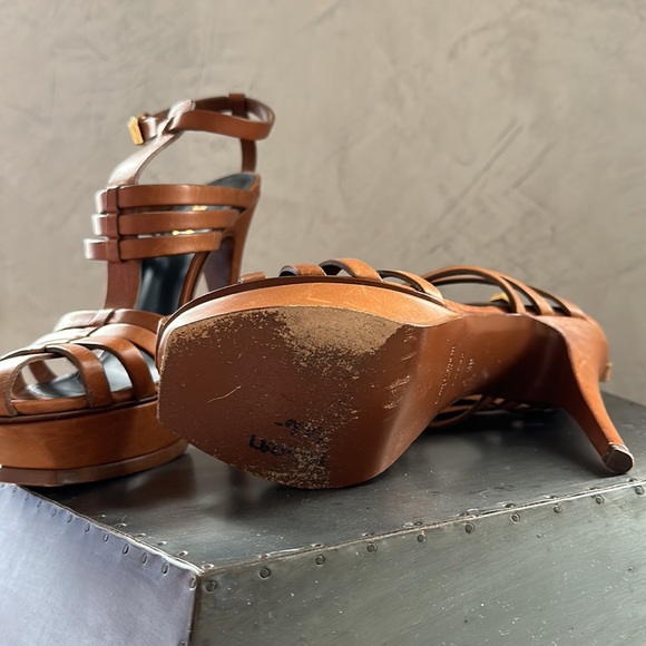 YSL Leather 105mm Platform Sandals